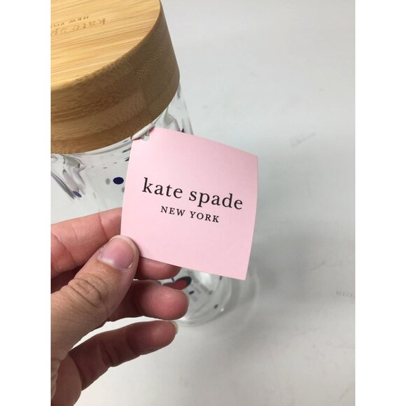 Kate Spade Vintage Cherry Dot Glass Hydration Water Bottle 15 oz - Picture 2 of 8